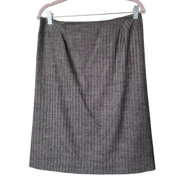 Vintage Wool Chaiken Knee Length Pleated Pencil Skirt Size 8 Brown Wool Gatsby - Picture 2 of 14